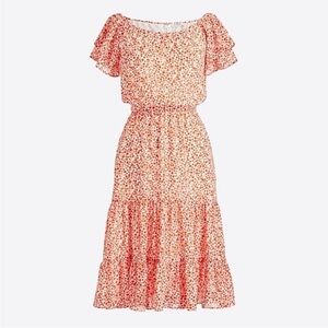 J.Crew Tiered Midi Dress. Size 4 Orange Floral